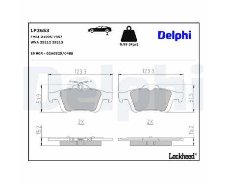 Brake Pad Set, disc brake LP3653 Delphi, Image 3