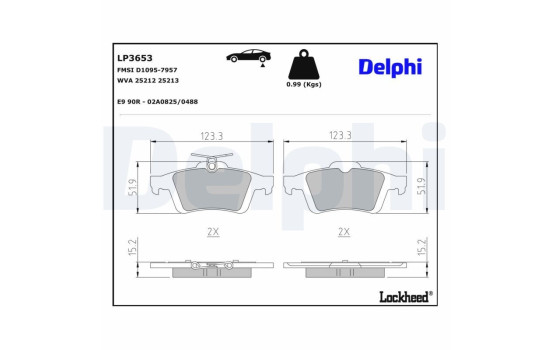 Brake Pad Set, disc brake LP3653 Delphi, Image 3