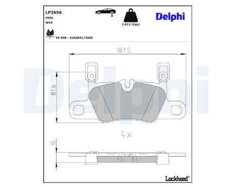 Brake Pad Set, disc brake LP3656 Delphi, Image 2