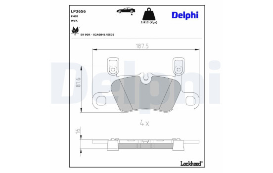 Brake Pad Set, disc brake LP3656 Delphi, Image 2