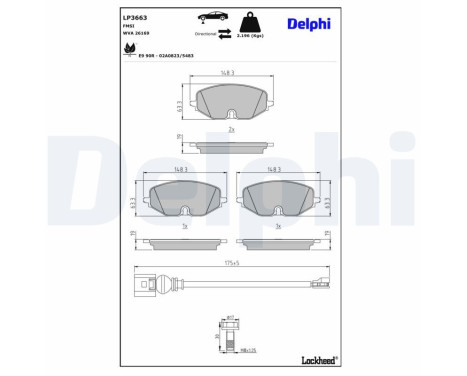 Brake pad set, disc brake LP3663 Delphi