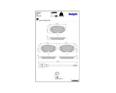 Brake pad set, disc brake LP3663 Delphi, Image 4