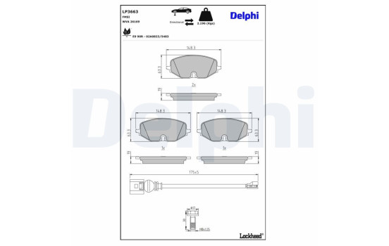 Brake pad set, disc brake LP3663 Delphi, Image 4