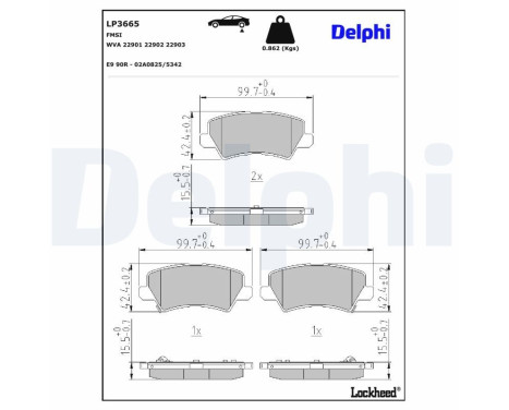 Brake Pad Set, disc brake LP3665 Delphi, Image 3