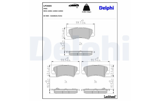 Brake Pad Set, disc brake LP3665 Delphi, Image 3