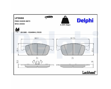 Brake Pad Set, disc brake LP3666 Delphi