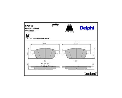 Brake Pad Set, disc brake LP3666 Delphi
