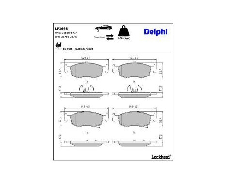 Brake Pad Set, disc brake LP3668 Delphi