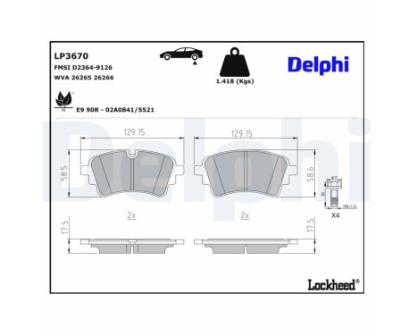 Brake Pad Set, disc brake LP3670 Delphi
