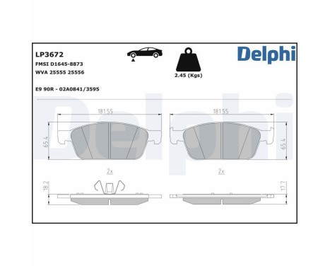 Brake Pad Set, disc brake LP3672 Delphi