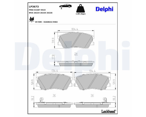Brake Pad Set, disc brake LP3673 Delphi, Image 2