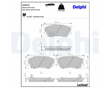 Brake Pad Set, disc brake LP3673 Delphi, Image 2
