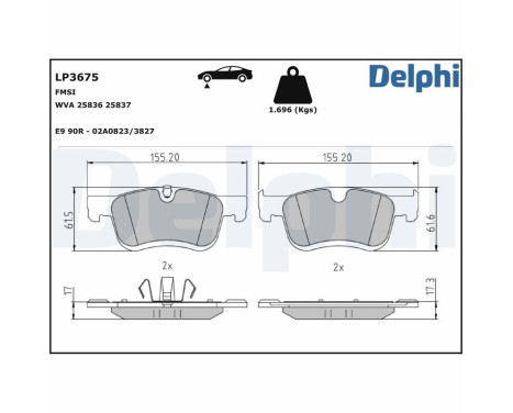 Brake Pad Set, disc brake LP3675 Delphi