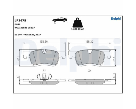 Brake Pad Set, disc brake LP3675 Delphi, Image 3
