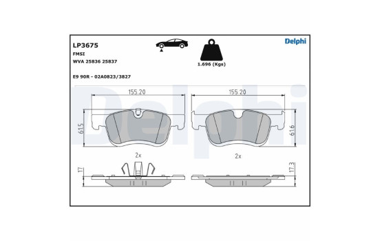 Brake Pad Set, disc brake LP3675 Delphi, Image 3