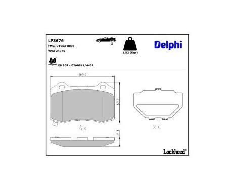 Brake Pad Set, disc brake LP3676 Delphi