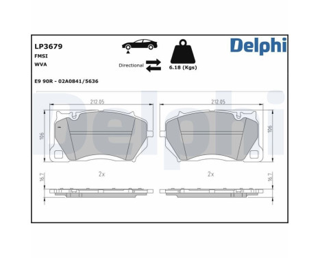 Brake pad set, disc brake LP3679 Delphi