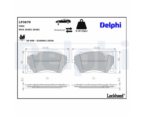 Brake pad set, disc brake LP3679 Delphi