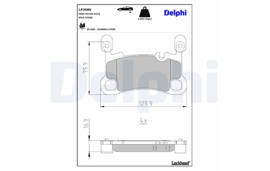 Brake pad set, disc brake LP3680 Delphi, Image 2