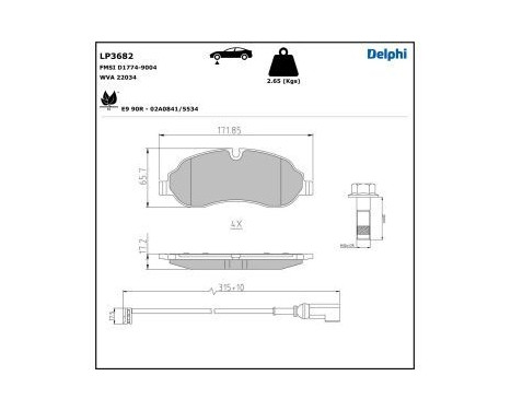 Brake Pad Set, disc brake LP3682 Delphi, Image 4