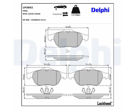 Brake pad set, disc brake LP3692 Delphi Brake pad set, disc brake LP3692 Delphi