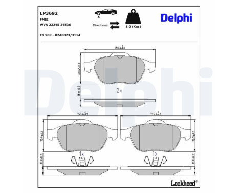 Brake pad set, disc brake LP3692 Delphi, Image 3