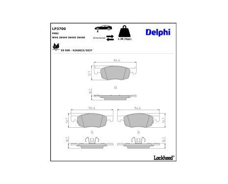 Brake pad set, disc brake LP3700 Delphi, Image 3