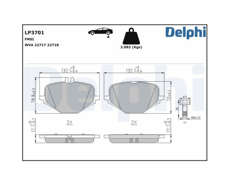 Brake pad set, disc brake LP3701 Delphi