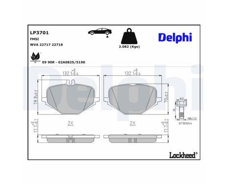 Brake pad set, disc brake LP3701 Delphi