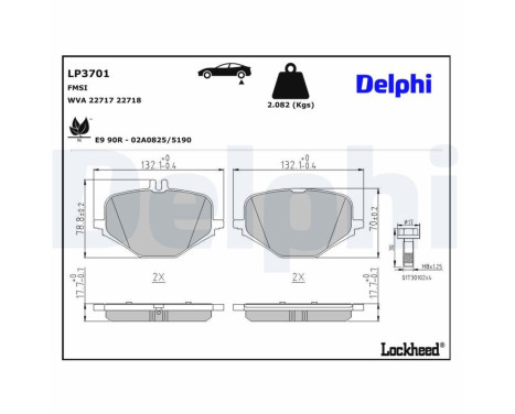 Brake pad set, disc brake LP3701 Delphi