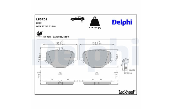 Brake pad set, disc brake LP3701 Delphi