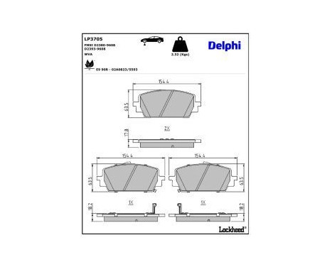 Brake pad set, disc brake LP3705 Delphi