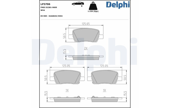 Brake pad set, disc brake LP3706 Delphi