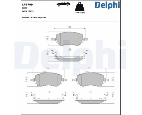 Brake pad set, disc brake LP3709 Delphi