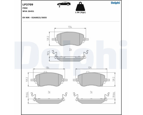 Brake pad set, disc brake LP3709 Delphi, Image 3