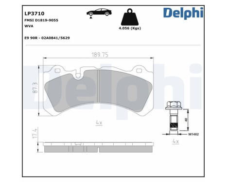 Brake pad set, disc brake LP3710 Delphi