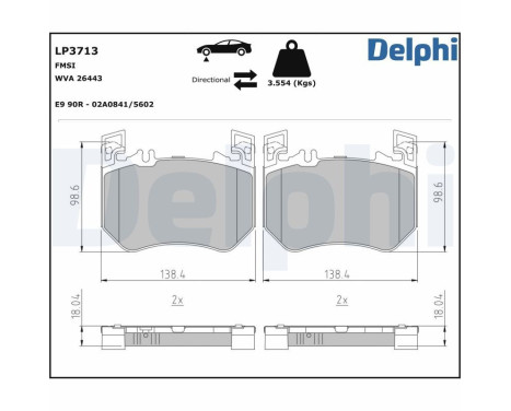 Brake pad set, disc brake LP3713 Delphi, Image 2