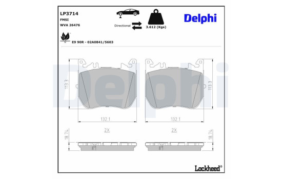 Brake pad set, disc brake LP3714 Delphi, Image 3