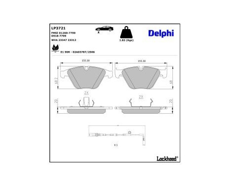 Brake pad set, disc brake LP3721 Delphi