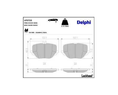 Brake pad set, disc brake LP3723 Delphi, Image 2