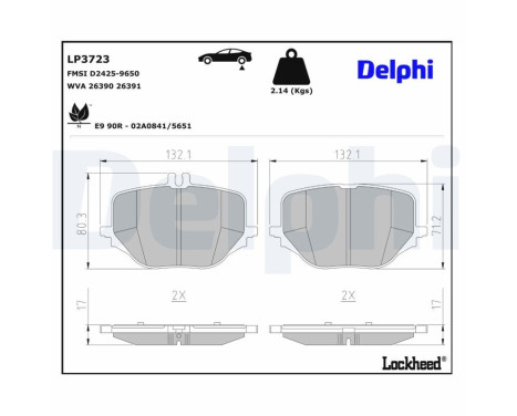 Brake pad set, disc brake LP3723 Delphi, Image 2