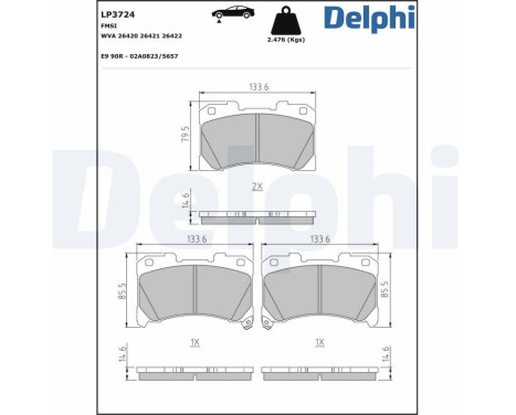 Brake pad set, disc brake LP3724 Delphi