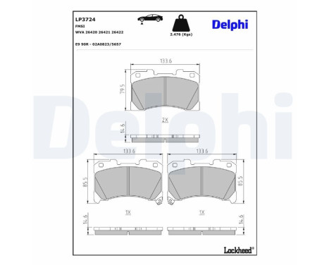 Brake pad set, disc brake LP3724 Delphi