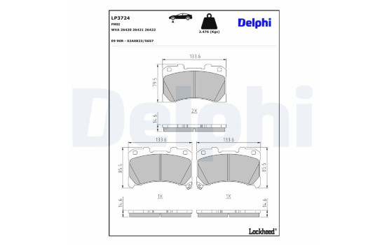 Brake pad set, disc brake LP3724 Delphi