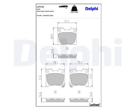 Brake pad set, disc brake LP3725 Delphi