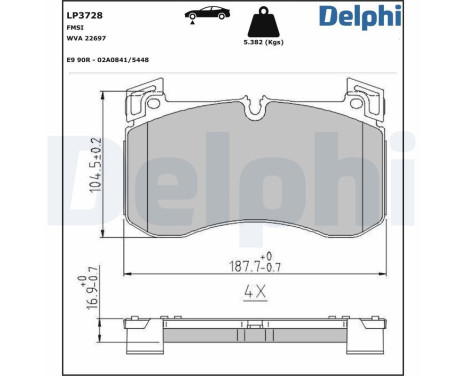 Brake Pad Set, disc brake LP3728 Delphi