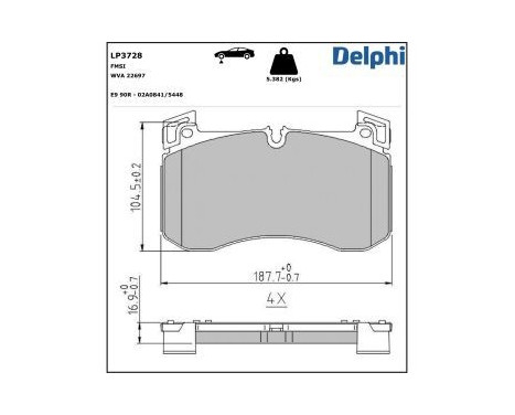 Brake Pad Set, disc brake LP3728 Delphi, Image 2