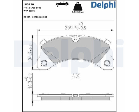 Brake pad set, disc brake LP3730 Delphi, Image 2