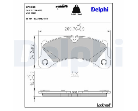 Brake pad set, disc brake LP3730 Delphi, Image 2