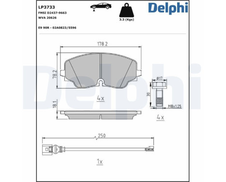 Brake pad set, disc brake LP3733 Delphi
